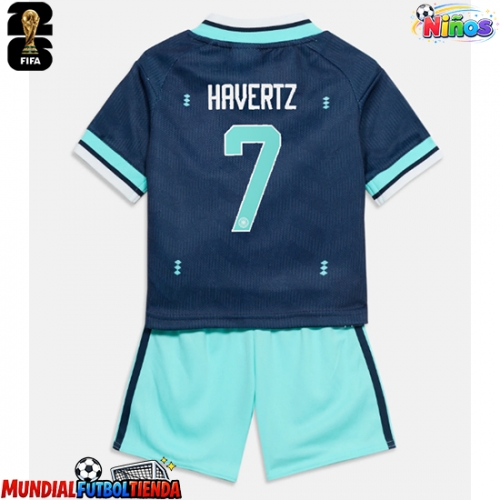 Camiseta Alemania Kai Havertz #7 Segunda Equipación Replica Mundial 2026 para niños mangas cortas (+ Pantalones cortos)